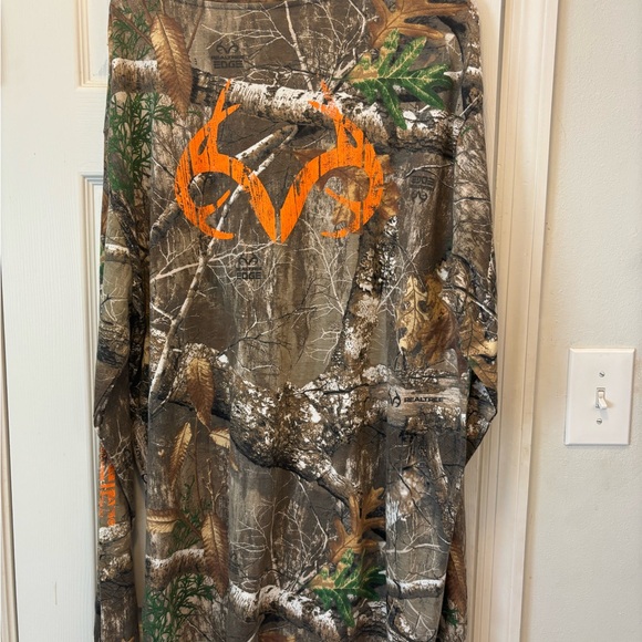 Realtree Camouflage Long Sleeve Shirt with Orange Logo - Picture 5 of 5